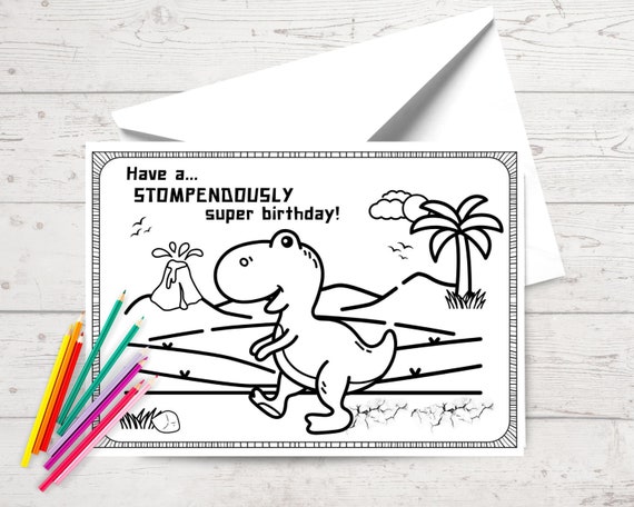 Dinosaur Birthday Card Printable Dinosaur Card Dinosaur - Etsy