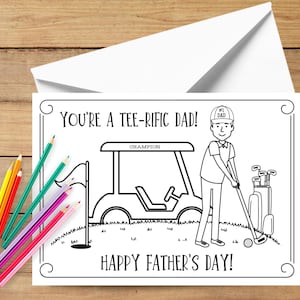 Biglietto per la festa del papà, biglietto per la festa del papà a tema golf, biglietto stampabile a tema golf per papà, sei un papà fantastico a tema golf, biglietto a tema golf per papà, biglietto da colorare