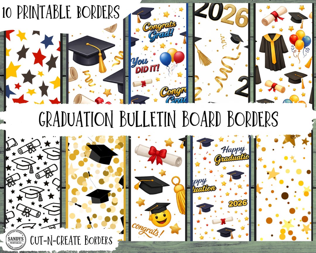 Graduation Bulletin Board Borders, Class of 2026 Decor, Printable Trim ...