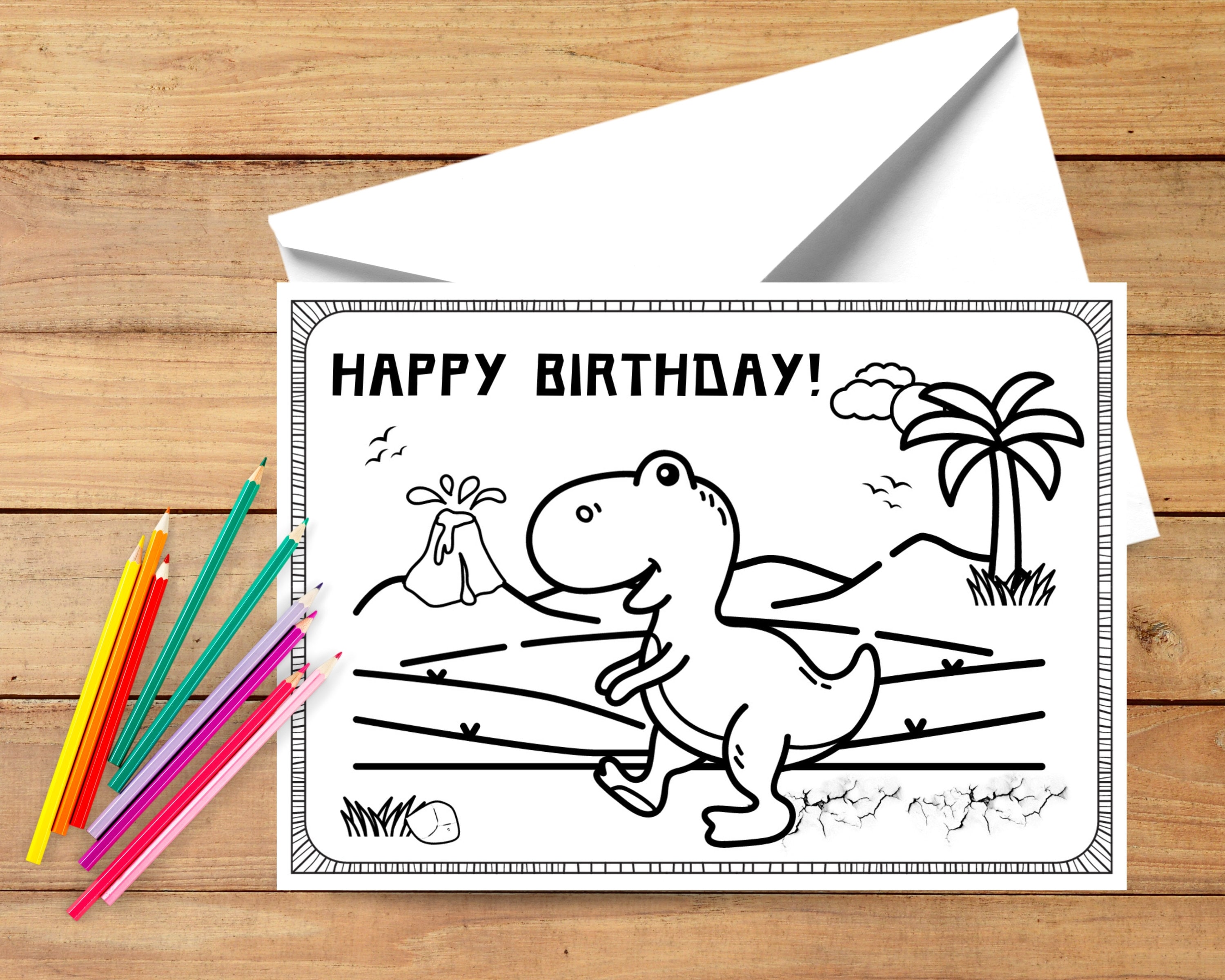 Dinosaur Birthday Card Printable Dinosaur Card Dinosaur Etsy