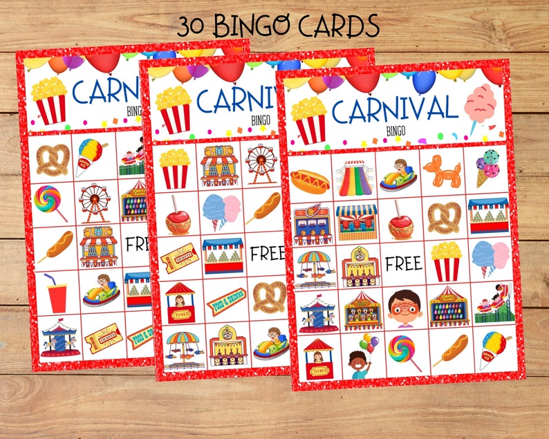 Carnival Bingo Game, Kids Birthday Party Activity Digital Download - Etsy
