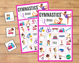 Gymnastic Party, Gymnastics Birthday Party Activity, Gymnastic Bingo Game, Printable Bingo Cards for Gymnastic Party, Gym Party