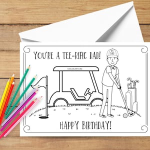 Geburtstagskarte für Papa, Golf Geburtstagskarte für Papa, Abschlag Geburtstagswünsche Papa Golf Karte, Golf Malseite, druckbare Karte