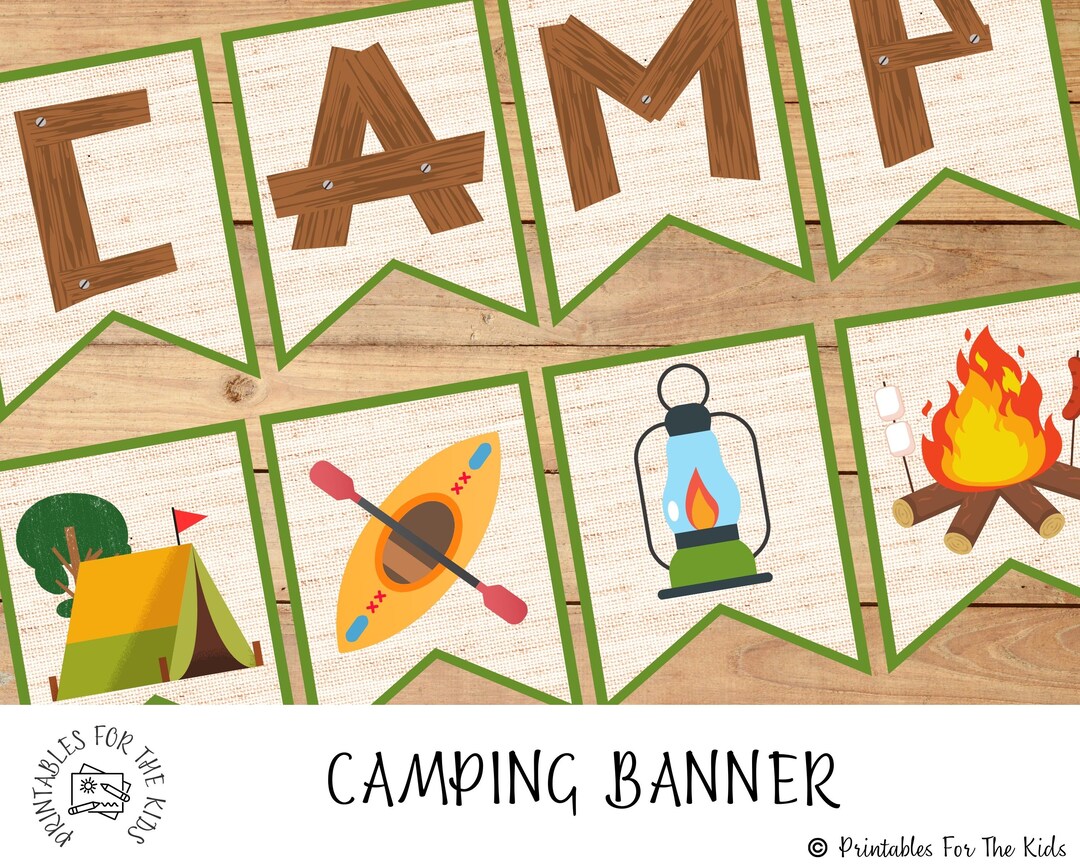 Camping Banner Sign Camping Birthday Printable Camp Party Etsy