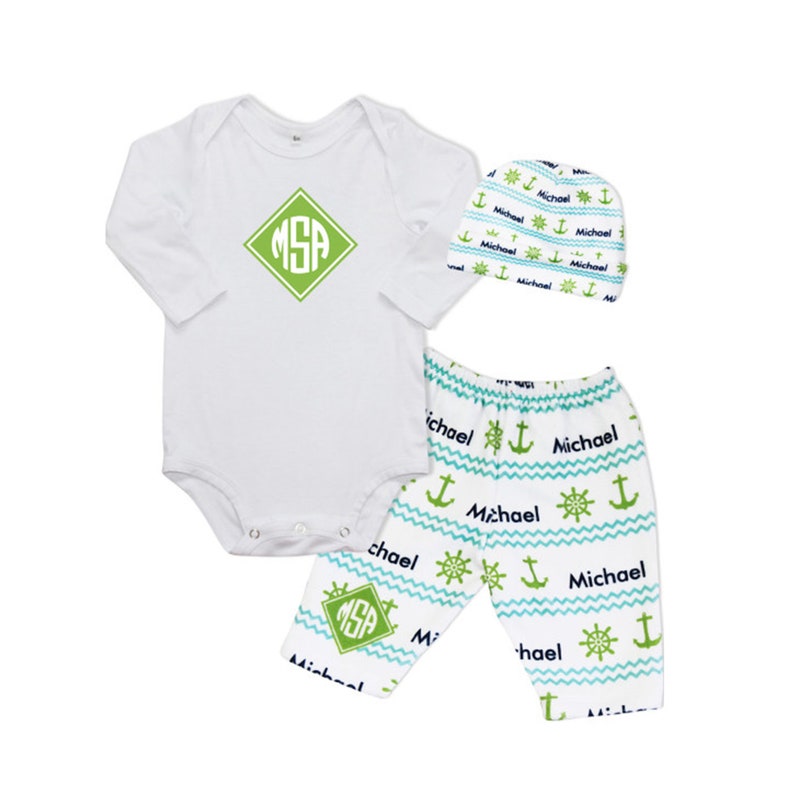 Baby Boy Coming Home Outfit Personalized Baby Boy Take Home Outfit Newborn Boy Coming Home Outfit Personalized Newborn Outfit Gift Set GREEN