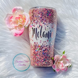 Glitter Rose Gold Tumbler - Stainless Steel Drinkware