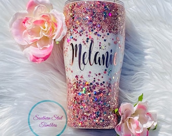 Glitter Rose Gold Tumbler - Stainless Steel Drinkware