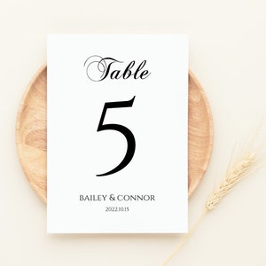 Cartes de numéro de table de mariage, signes de numéro de table, mariage minimaliste, cartes imprimées ou fichier imprimable, décor de table de siège de mariage