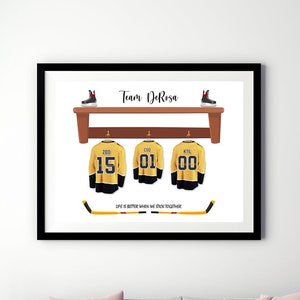Personalized Ice Hockey Family Print, Hockey Wall Decor print, Gift for Nashville Predators Hockey fans, Birthday Gift Dad, Fathers Day Gift