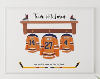 Stampa di famiglia di hockey su ghiaccio, Hockey Wall Decor, Hockey Wall Art, Hockey Team Print, Regalo per papà, Regalo per nonno, Regalo di compleanno per papà,