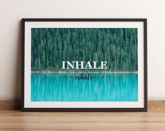 Inhale Exhale Mental Therapy Poster, Printable Wall Art for Meditation, Mental Health Poster, Artwork for Therapist Office or Counseling