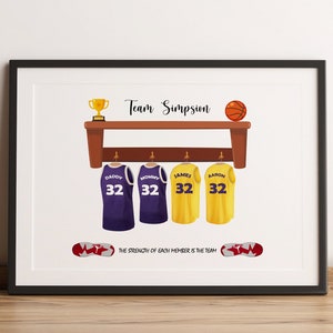 Personalized Basketball Family Print, Fathers Day Gift, Kids Basketball Team Gift, Birthday Gift Dad, Basketball fans, Wall Decor print,