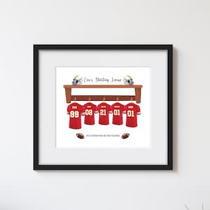 Personalized NFL Football Jersey Family Print, Gift for Kansas City Chiefs Football fans, Custom Fathers Day Gift, Wall Decor, Super Bowl