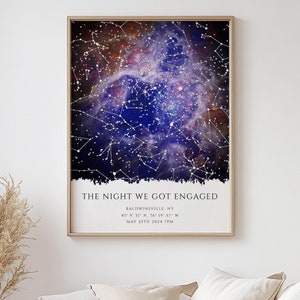 Impression de carte des étoiles de la Saint-Valentin, cadeau pour un couple, cadeau d'anniversaire de notre rencontre, impression de ciel nocturne, affiche de carte des étoiles, cadeau de mariage, personnalisé