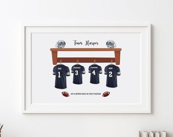Personalized NFL Football Jersey Family Print, Custom Fathers Day Gift, Football Wall Decor, Gift for Dallas Cowboys Football fans