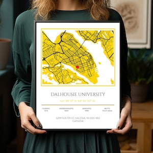 Impression de carte de l'Université Dalhousie, cadeau de remise de diplôme universitaire, cadeau de première année universitaire, affiche de cadeau pour nouvel étudiant, cadeau meilleur ami d'université