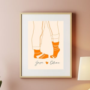 Personalized Valentines Day Gift, Couple Portrait, Custom Printable Wall Art, Anniversary Gift, Minimalist Wall Art, Kissing Couple Art