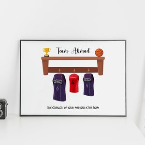 Personalized Basketball Family Print, Fathers Day Gift, Kids Basketball Team Gift, Birthday Gift Dad, Basketball fans, Wall Decor print,