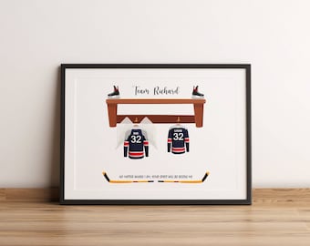 Personalized Loss of Grandpa Ice Hockey Family Print, Grandfather In Heaven, Loss of Dad, Heaven Gifts, Gift for Hockey fans