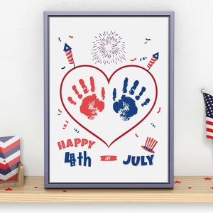 4th of July Independence Day Handprint Footprint Art Craft, USA Flag American America Child DIY Baby Kids Card, Toddler Preschool Art Craft