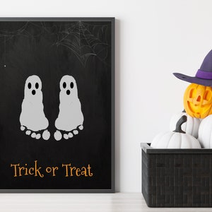 Halloween Handprint Art Ghost, My First Halloween Handprint Art, Halloween Footprint Art, Infant Halloween Handprint and Footprint Crafts