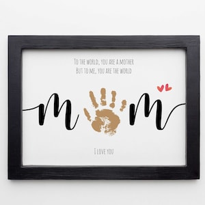 Mom Handprint Footprint Art Craft, Personalized 1st Birthday Gift, Mom's Birthday Handprint, Mother's Day Gift, Nursery Memory Keepsake,