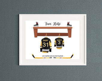 Ice Hockey Family Print, Hockey Wall Decor, Hockey Wall Art, Hockey Team Print, Gift for Dad, Gift for Grandfather, Birthday Gift for Dad,