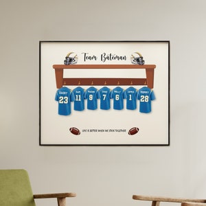 Personalized Football Print, Custom Fathers Day Gift, Football Family Wall Decor, Gift for Football fans, Football Team Gift