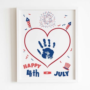 4th of July Independence Day Handprint Footprint Art Craft, USA Flag American America Child DIY Baby Kids Card, Toddler Preschool Art Craft