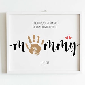 Huella de la mano de mamá, artesanía artística, regalo del día de la madre para mamá, tarjeta DIY para bebés y niños, recuerdo de la memoria de la guardería de decoración, artesanía preescolar para niños pequeños
