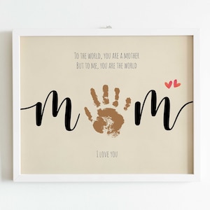 Huella de la mano de mamá, artesanía artística, regalo del día de la madre para mamá, tarjeta DIY para bebés y niños, recuerdo de la memoria de la guardería decorativa, artesanía de arte preescolar para niños pequeños