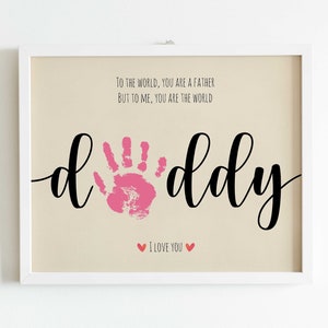 DADDY Handprint Footprint Art Craft, Father's Day Gift for Dad, DIY Baby Kids Card, Décor Nursery Memory Keepsake, Toddler Preschool Craft