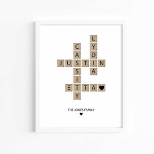 Personalized Family Name Sign, Crossword Scrabble Print, Custom Family Letter Tile Print, Name Puzzle, Last Name Sign, Best Friend Gifts image 10