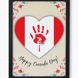 Feliz Dia do Canadá, arte e artesanato com pegadas de mãos, cartão faça você mesmo para bebês e crianças, presente de família para avós, avôs, mães e pais, arte para crianças em idade pré-escolar