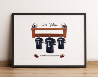 Personalized NFL Football Jersey Family Print, Custom Fathers Day Gift, Football Wall Decor, Gift for Football fans, Football Team Gift