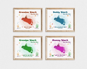 Grandma Shark Handprint Footprint Art Craft Kids DIY Gift for 