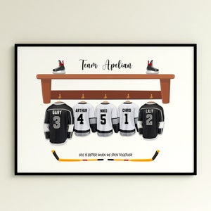 Impresión familiar de hockey sobre hielo, decoración de pared de hockey de Los Angeles Kings, arte de pared de hockey, regalo para papá, regalo para abuelo, regalo de cumpleaños para papá,