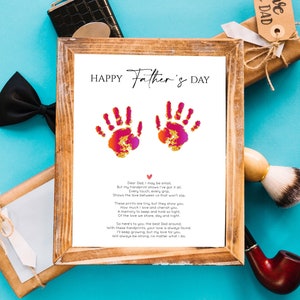 Happy Father&#39;s Day Handprint Art Craft, Poem to Dad for Father&#39;s Day Gift, First Father&#39;s Day Gift from Baby, Nursery Memory Keepsake