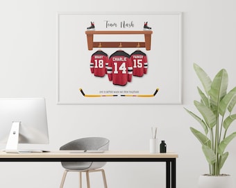 Stampa di famiglia di hockey su ghiaccio, Hockey Wall Decor, Hockey Wall Art, Hockey Team Print, Regalo per papà, Regalo per nonno, Regalo di compleanno per papà,