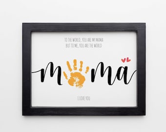 MAMA Handprint Footprint Art Craft, Mothers Day Gift for Mum, DIY Baby Kids Card, Decor Nursery Memory Keepsake, Toddler Preschool Art Craft