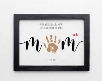 Mom Handprint Footprint Art Craft, Personalized 1st Birthday Gift, Mom's Birthday Handprint, Mother's Day Gift, Nursery Memory Keepsake,