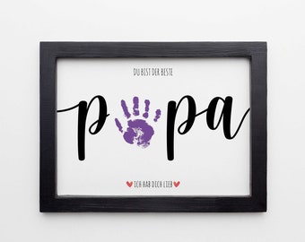 PAPA Handprint Footprint Art Craft, Father's Day Gift for Dad, DIY Baby Kids Card, Décor Nursery Memory Keepsake, Toddler Preschool Craft