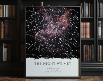 Star Maps Print, Night We Met Anniversary Gift, Night Sky Print, Star Map Poster, Wedding Gift, Constellation Print, Personalised Gift