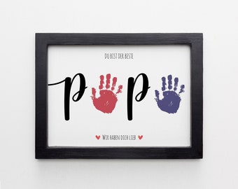PAPA Wir Haben Dich Lieb Handprint Footprint Art Craft, Father&#39;s Day Gift for Dad, DIY Baby Kids Card, Toddler Preschool Craft, German