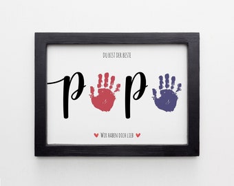 PAPA Wir Haben Dich Lieb Handprint Footprint Art Craft, Father's Day Gift for Dad, DIY Baby Kids Card, Toddler Preschool Craft, German