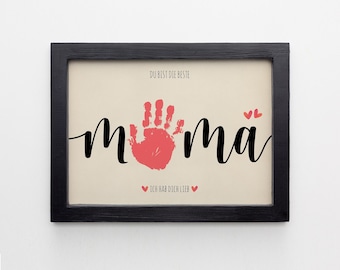 MAMA Handprint Footprint Art Craft, Father's Day Gift for Dad, DIY Baby Kids Card, Décor Nursery Memory Keepsake, Toddler Preschool Craft