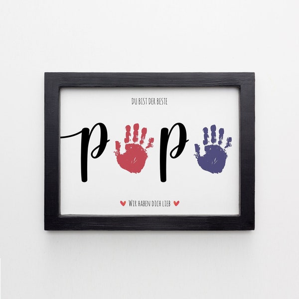 PAPA Wir Haben Dich Lieb Handprint Footprint Art Craft, Father's Day Gift for Dad, DIY Baby Kids Card, Toddler Preschool Craft, German