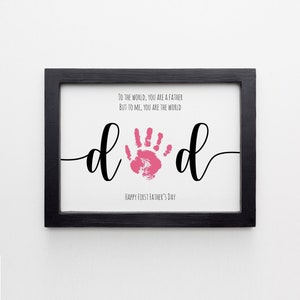 Papa glücklich erster Vatertag Handabdruck Fußabdruck Kunst Handwerk, Vatertagsgeschenk für Papa, DIY Baby Kinder Karte, Kindergarten Erinnerung Andenken