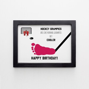 Hockey Grampies Footprint Art Craft, regalo di compleanno per il nonno, ricordo del nonno, artigianato d'arte prescolare per bambini, modello di carta fai da te
