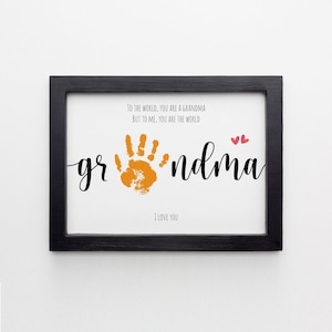 GRANDMA Handprint Footprint Art Craft, Regalo del Día de las Madres para mamá, Tarjeta DIY para niños bebés, Recuerdo de memoria de la guardería de decoración, Artesanía preescolar para niños pequeños